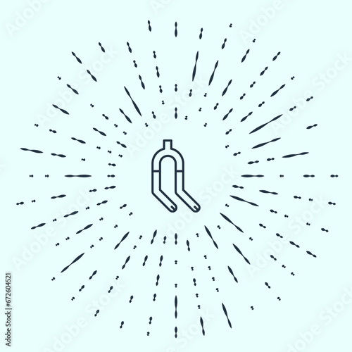 Black line Bicycle suspension fork icon isolated on grey background. Sport transportation spare part steering wheel. Abstract circle random dots. Vector