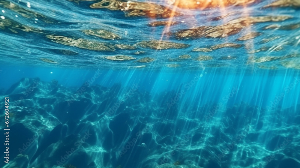 Seamless sea surface background seen from under water background