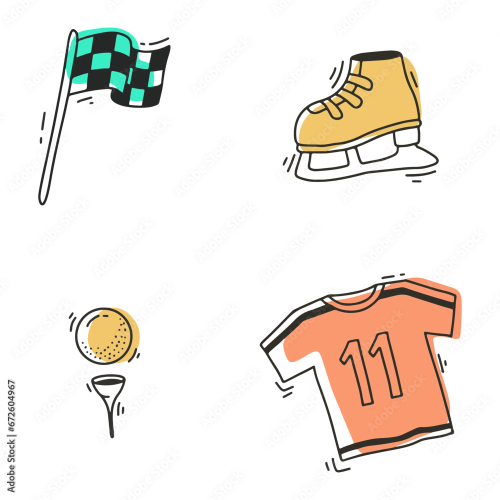 Sport Equipment Illustration Collection. Isolated On White Background. Vector Icon