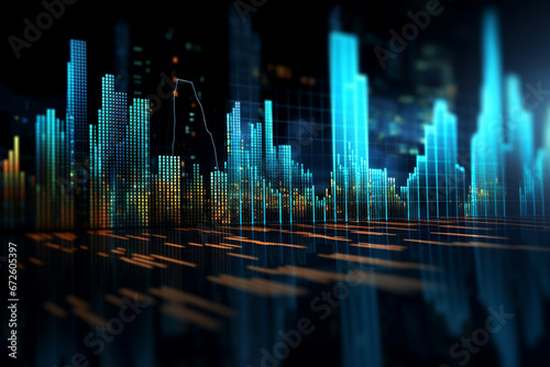 Abstract financial charts on a digital display, aesthetic look