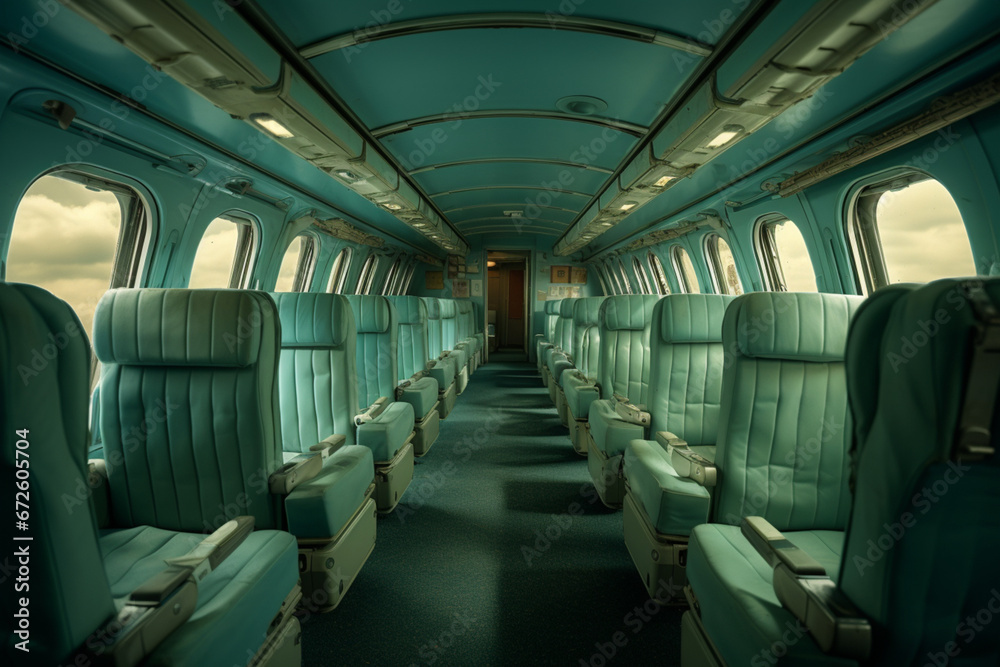 Airplane interior, aesthetic look