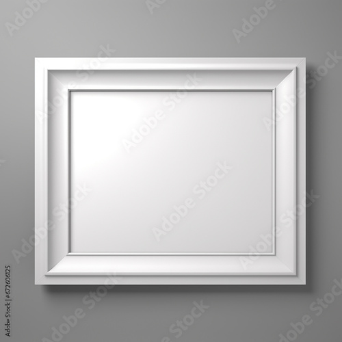 empty white picture frame lying on grey wall