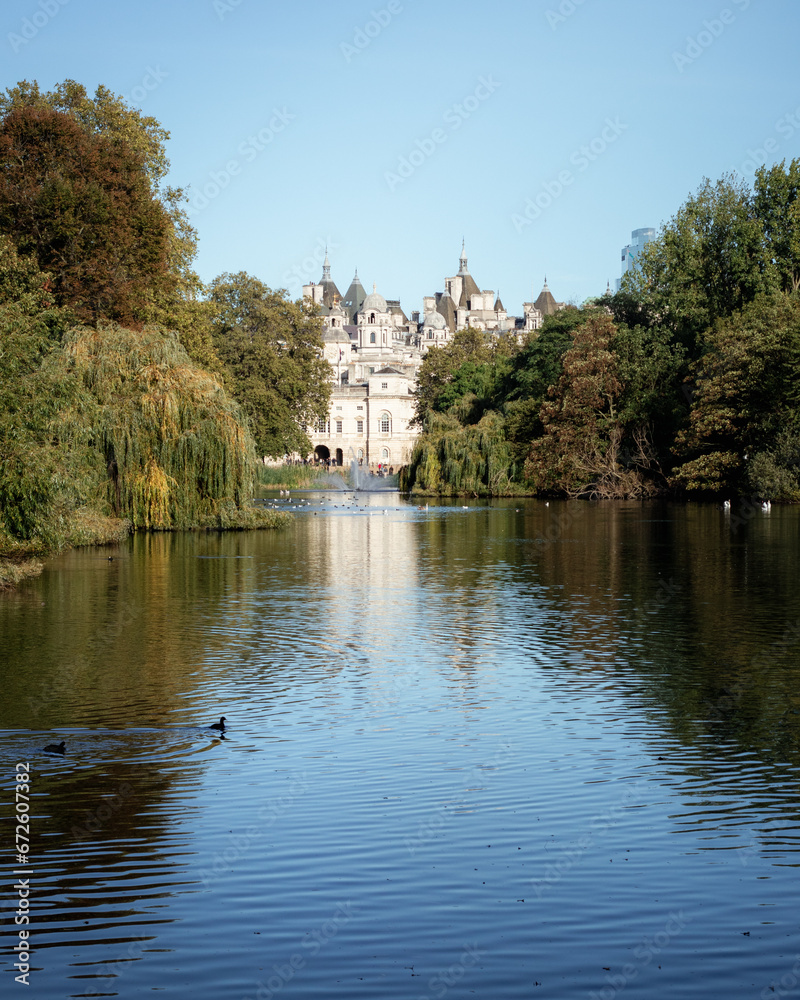A unique view of st jams's park in london A unique view of st jams's park in london