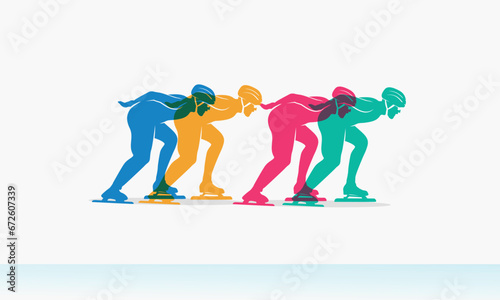 Premium Illustration of speed skating race best for your digital graphic and print
