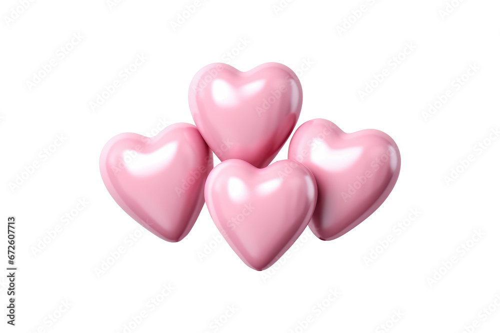 Pink hearts for decoration  Valentine's Day concept,on transparent background.