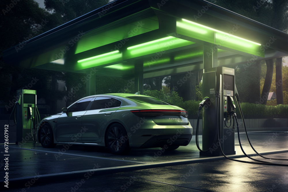 Biofuel Refueling The Car On The Filling Station For Eco Friendly Transport, aesthetic look