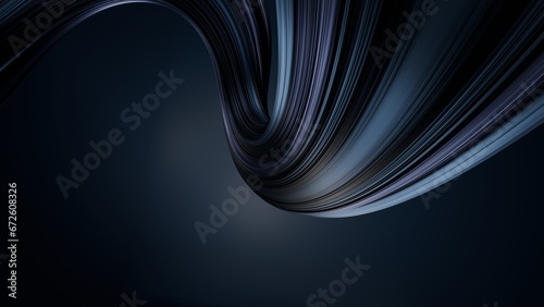 Abstract 3d rendering of wavy flowing energy and colors on dark background