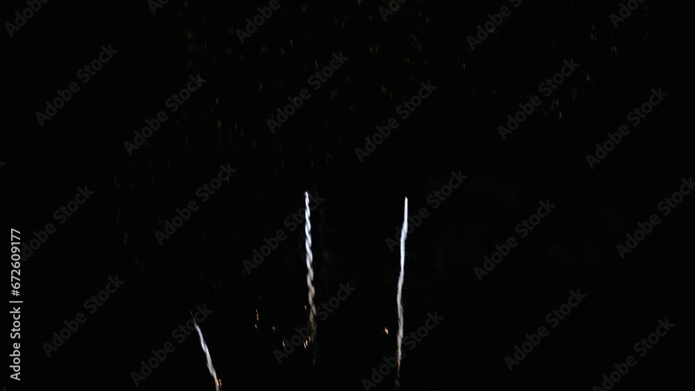 4K. loop seamless of real fireworks background, Fireworks display celebration, glowing fireworks show, Colorful New year's eve fireworks celebration