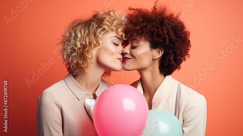Valentine's Day Romance: Joyful Couple with Balloons