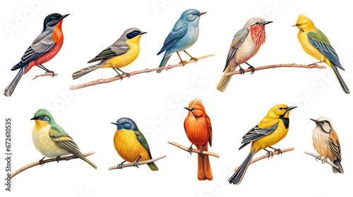 Colorful exotic birds Ai Generative