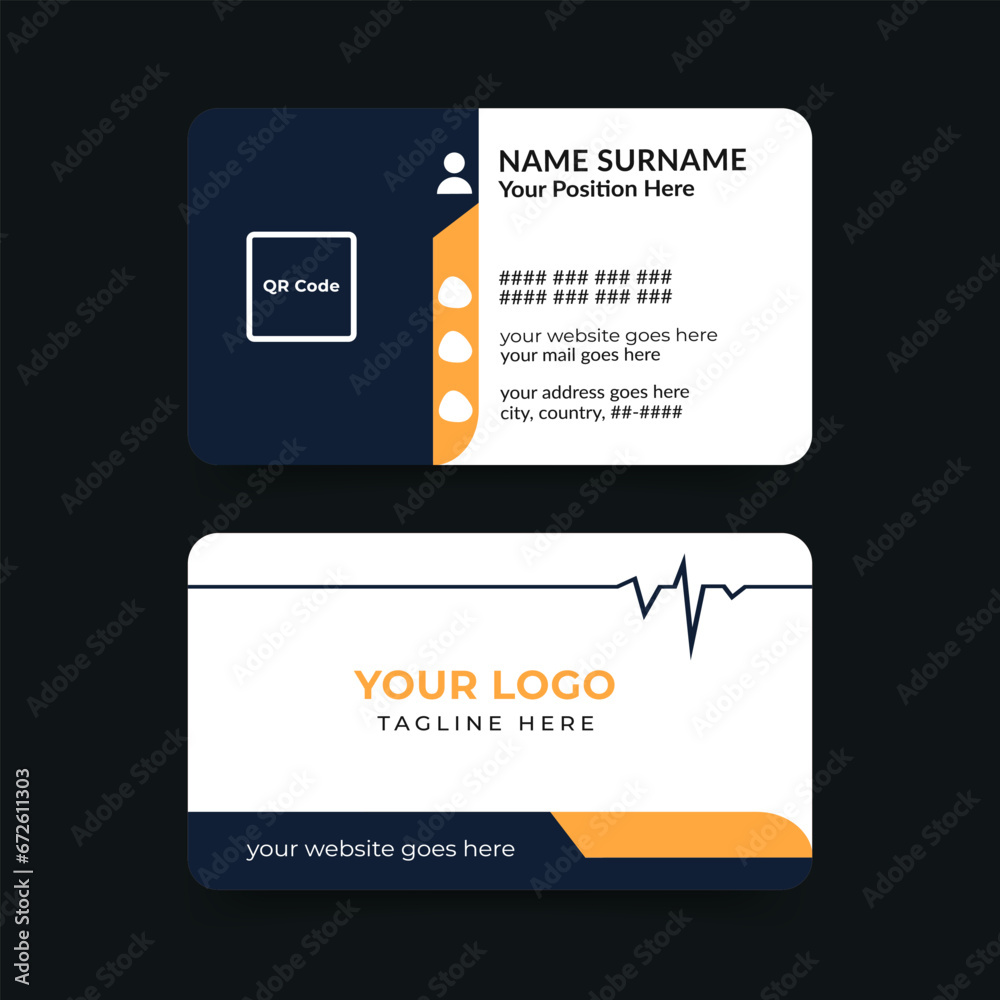 Medical healthcare doctor business card template with front and back view vector design
Medical healthcare doctor business card template with front and back view vector design