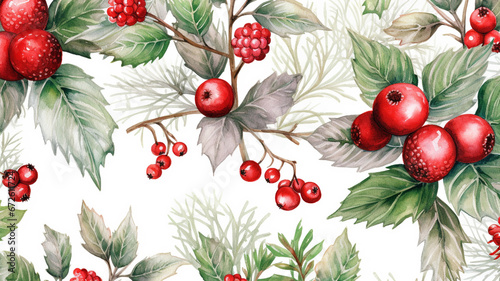 Watercolor illustration christmas pattern for background. Merry christmas and happy new year concept. © Yuwarin