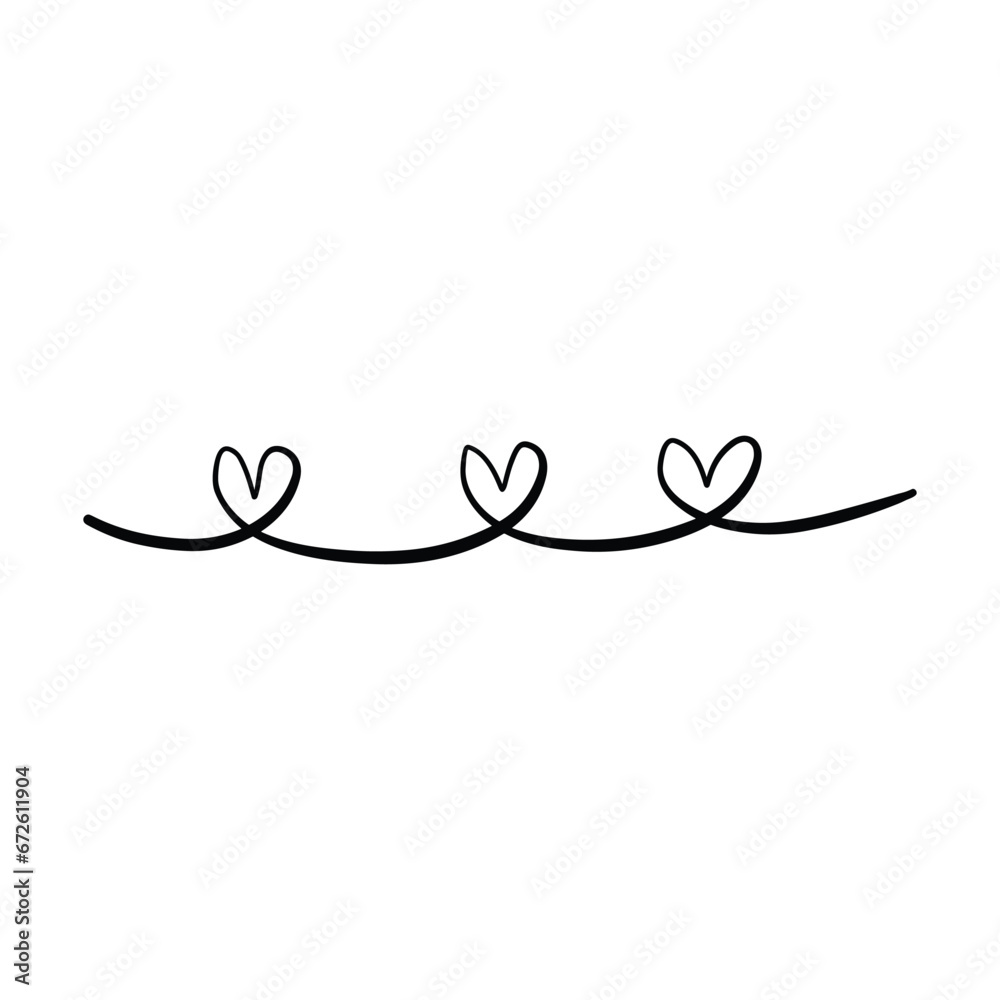 Hand drawn heart symbol divider border frame icon for love, romantic trendy doodle art for decoration background element in a glyph pictogram illustration Hand drawn heart symbol divider border frame icon for love, romantic trendy doodle art for decoration background element in a glyph pictogram illustration