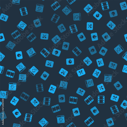 Set Play video, Music or editing, Stopwatch and Online play on seamless pattern. Vector