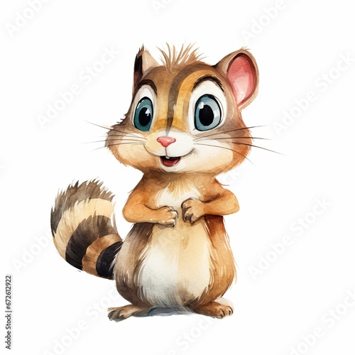 AI generated illustration of a cute squirrel isolated on white background