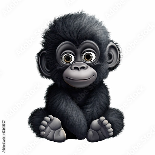 AI generated illustration of an adorable cartoon monkey on a white background