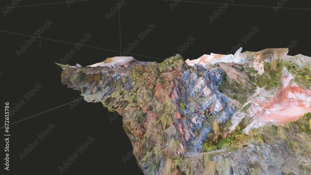 3D model generated with drone of aggregate quarry.