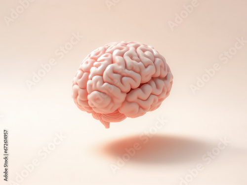 Illustrated 3D model of human brain, artificial intelligence, AI brain