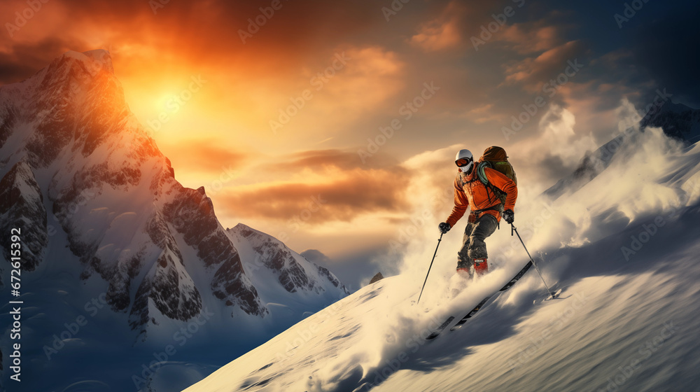 skier on the mountains