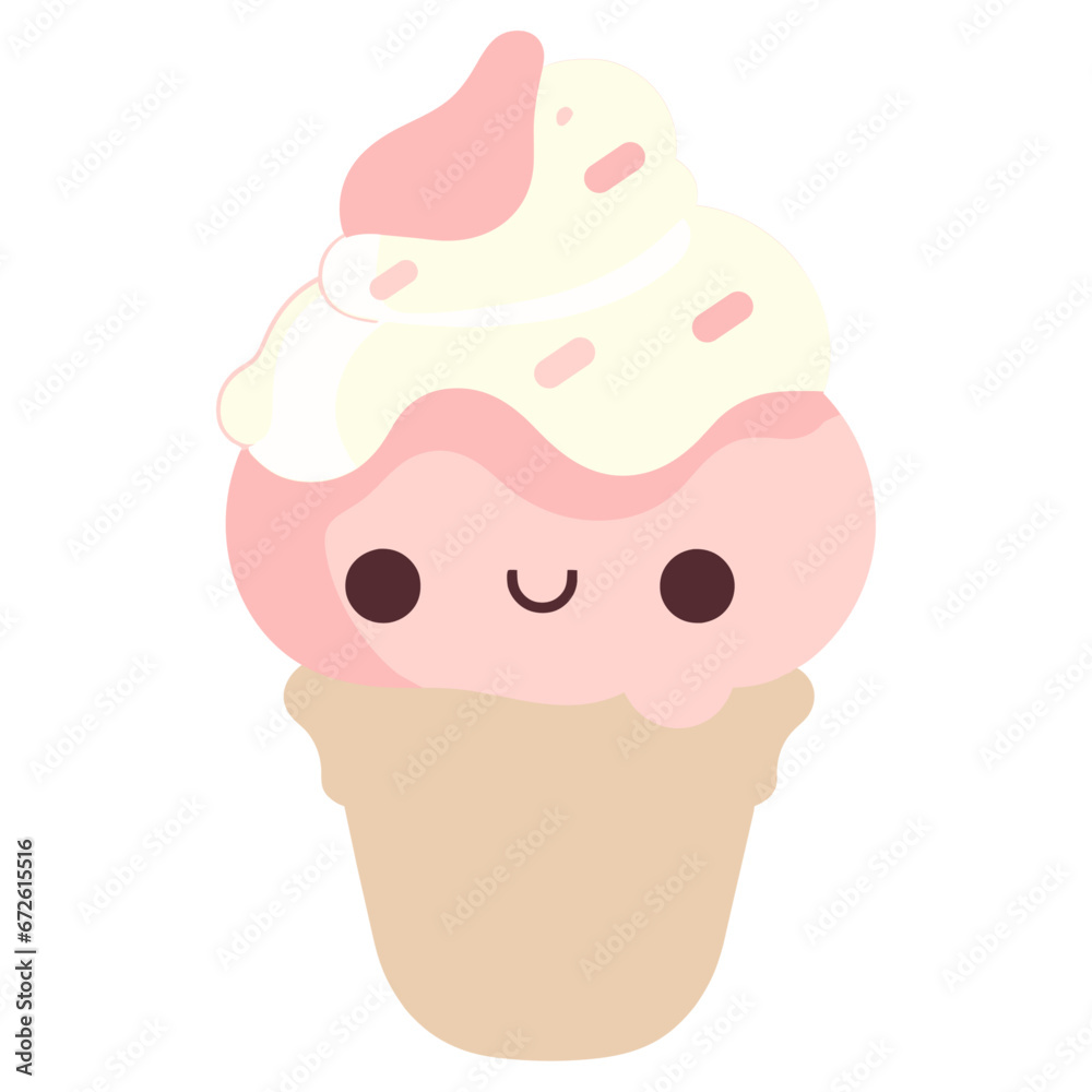 Cute Ice Cream Kawaii Illustration Cute Ice Cream Kawaii Illustration