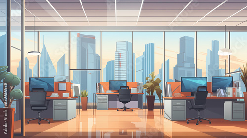 A modern IT office without people a beautiful, technologically advanced space that promotes collaboration and creativity