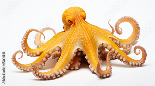 Yellow octopus isolated on white background