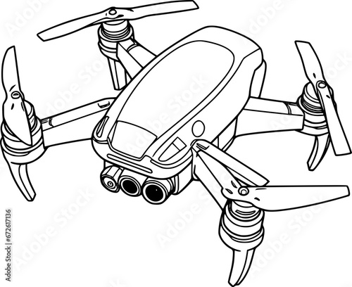 outline illustration of drone for coloring page