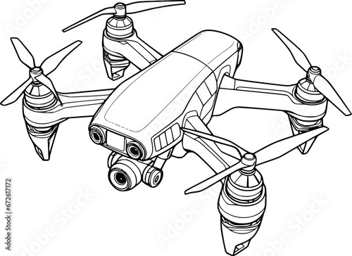 outline illustration of drone for coloring page