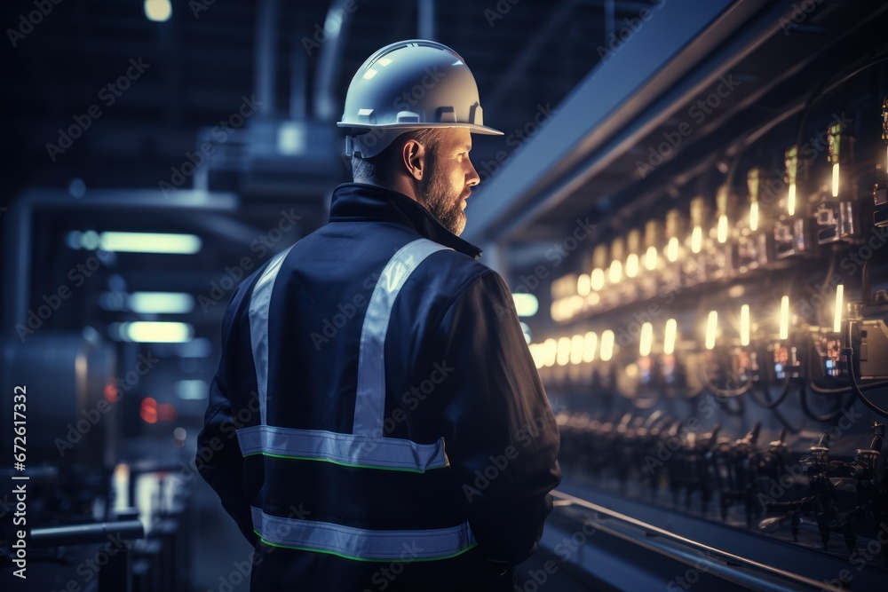 Engineer using tablet checking and analysis data in industrial