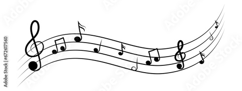 Musical note. Vector isolated on isolated background. Illustration of music sound, tune bass treble. Vector EPS 10