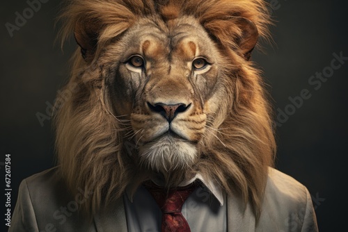 Lion head man wearing glasses © Attasit