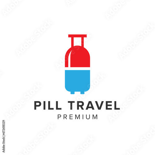 pill travel logo vector icon illustration