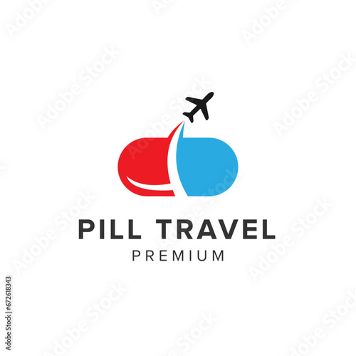 pill travel logo vector icon illustration
