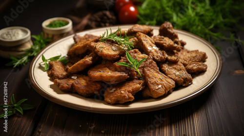 Fried meat with oregano