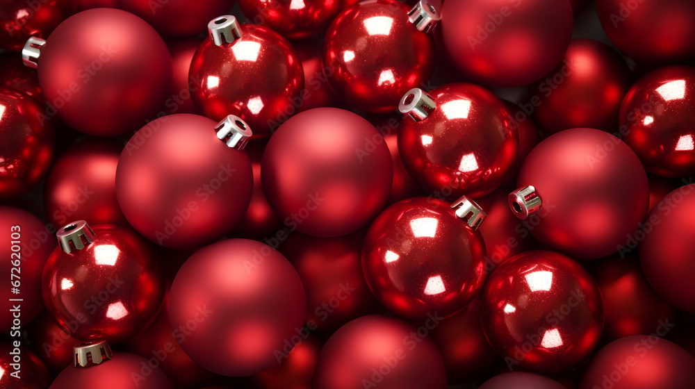 Abstract background with red Christmas balls. Horizontal composition. Abstract background with red Christmas balls. Horizontal composition.