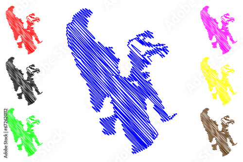 Great Salt Lake (United States of America, North America, us, usa, Utah) map vector illustration, scribble sketch map