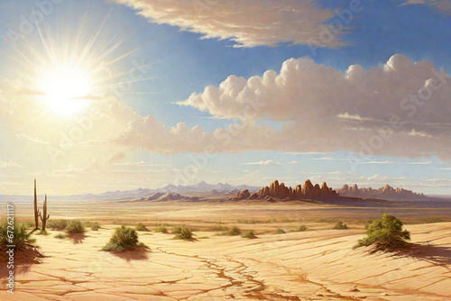  sunny day over the desert landscape. Created using generative AI tools