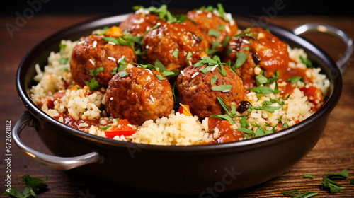 Turkey mince meatballs with couscous chipotle photo