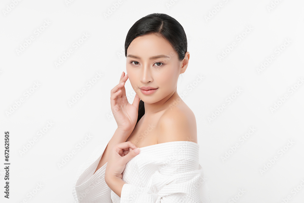Beautiful young asian woman with clean fresh skin on white background, Face care, Facial treatment, Cosmetology, beauty and spa, Asian women portrait. Beautiful young asian woman with clean fresh skin on white background, Face care, Facial treatment, Cosmetology, beauty and spa, Asian women portrait.