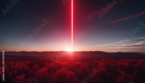 Red laser in sky. photo