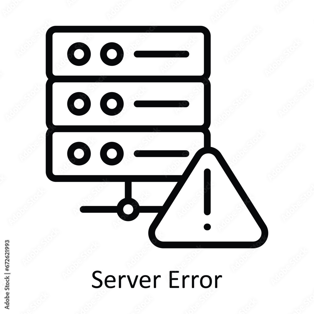 Server Error vector outline Design illustration. Symbol on White background EPS 10 File Server Error vector outline Design illustration. Symbol on White background EPS 10 File