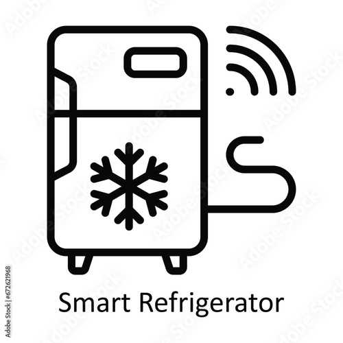 Smart Refrigerator vector  outline Design illustration. Symbol on White background EPS 10 File