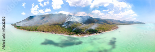 Panorama of fires North Queensland Australia photo