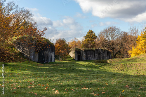 old unused concrete fortifications of the first World War, fort fortresses