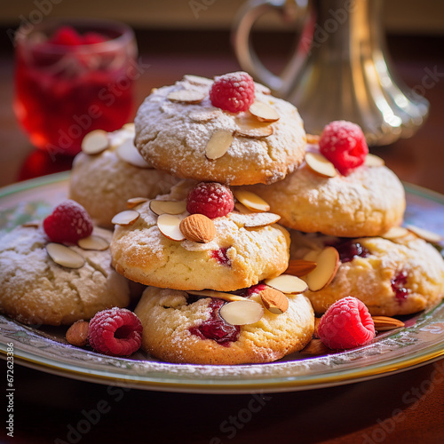 Freshly baked cranberry and almond cookies