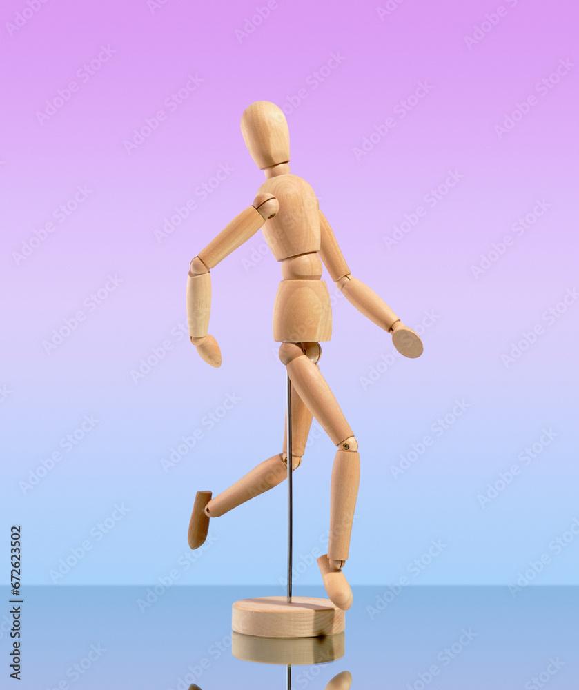 Wooden man running forward. Decor idea. Wooden man running forward. Decor idea.