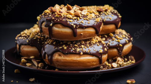 Vegan doughnuts with a cocoa and coconut glaze.