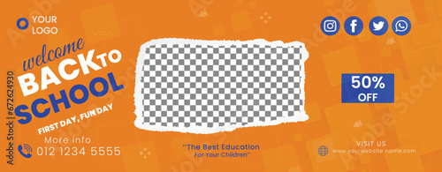 Element social media post facebook cover with kids admission template 11