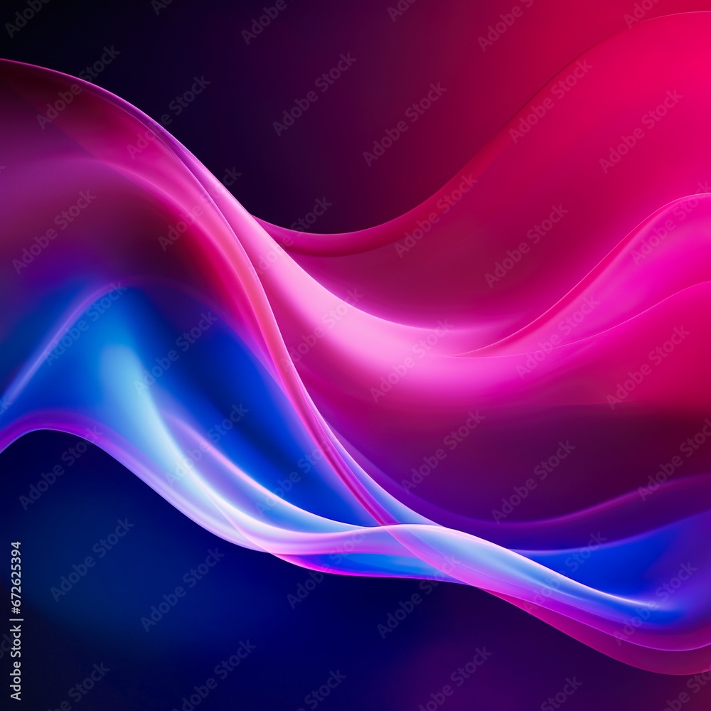 Obraz premium Dark blue violet purple magenta pink burgundy red abstract background. Banner. Color gradient, ombre. Wave, fluid. Bright light wavy line, spot. - Generative AI