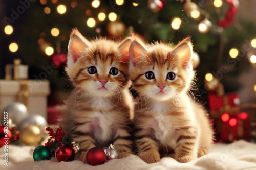 Twin cats in Christmas